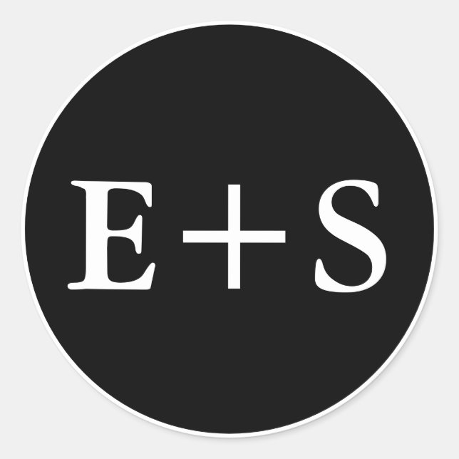 Sticker Rond Monogramme |Sceau d'enveloppe Mariage noir et blan (Devant)