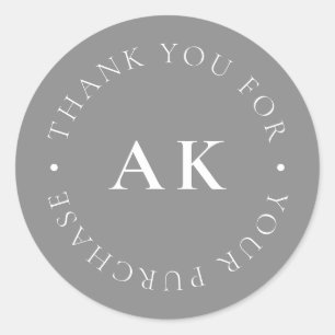 Sticker Rond Monogramme simple Merci d'emballage d'entreprise g
