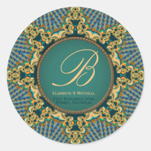 Sticker Rond Monogramme spécial du jour Brocade Star
