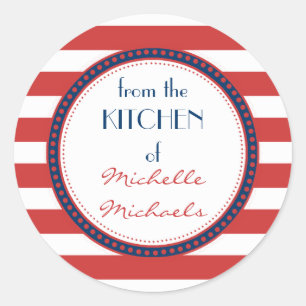 Sticker Rond Monogramme Sporty Rouge Bleu Bleu Bleu Nautique