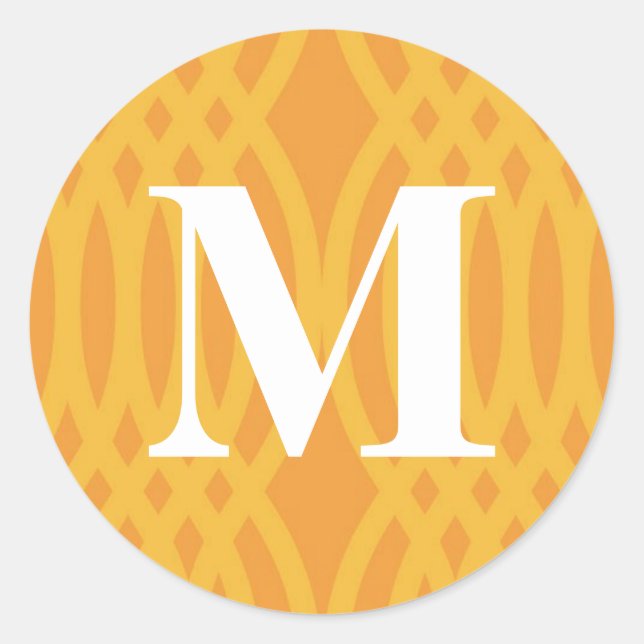 Sticker Rond Monogramme tissé orné - Lettre M (Devant)