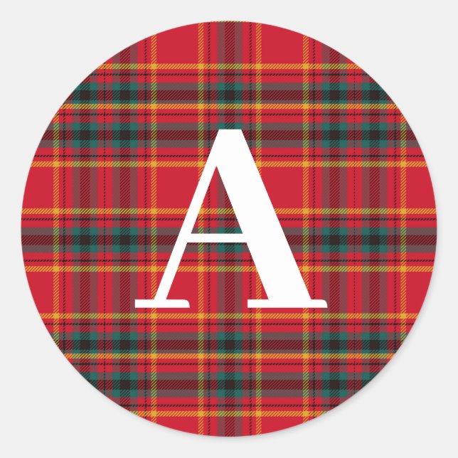 Sticker Rond Monogramme traditionnel rouge et vert de Noël (Devant)