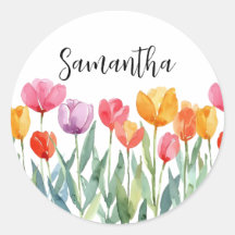 Monogramme Tulipes Fleurs de printemps colorées et