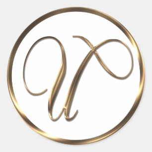 Sticker Rond Monogramme U Faux Bronze