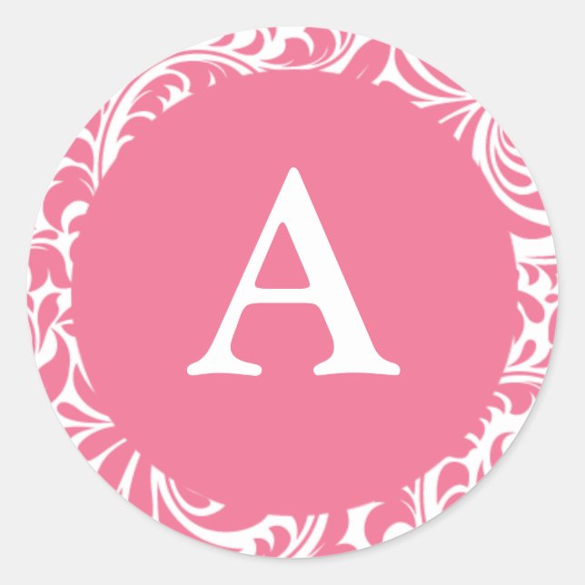 Sticker Rond Monogramme Un Mariage rose blanc personnalisable M (Devant)