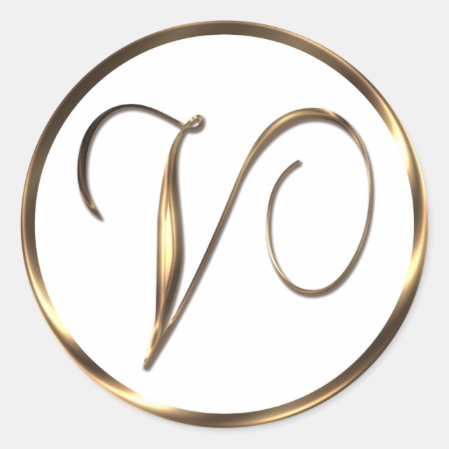 Sticker Rond Monogramme V Faux Bronze (Devant)