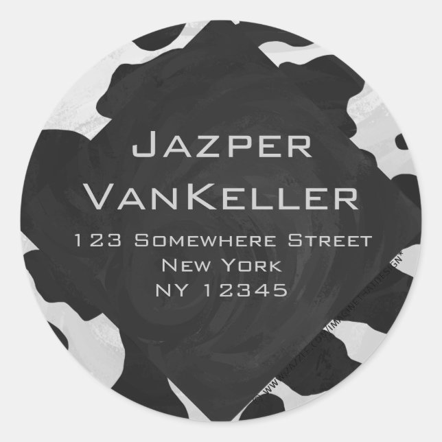 Sticker Rond Monogramme vache noir et blanc (Devant)