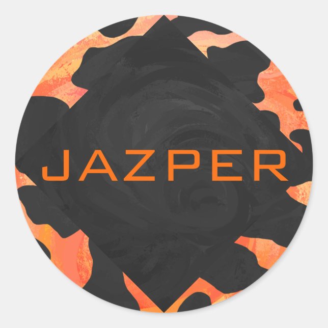 Sticker Rond Monogramme vache noir et orange Impression (Devant)