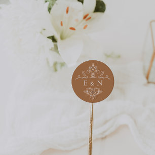 Sticker Rond Monogramme Vintage Monogramme de Mariage
