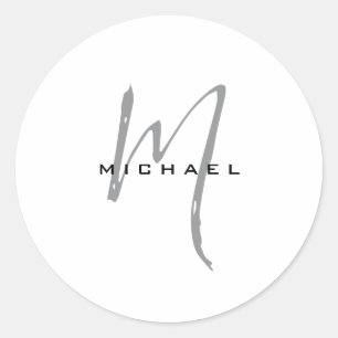 Sticker Rond Monogramme Votre Nom Spécial Bien-Aimé