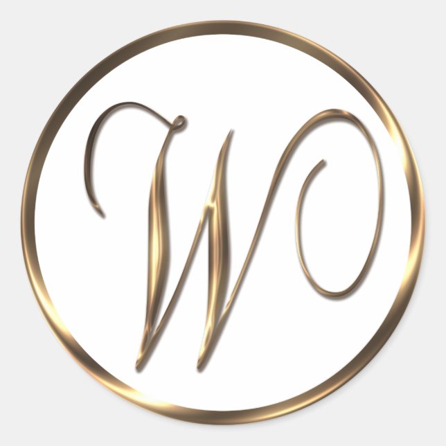 Sticker Rond Monogramme W Faux Bronze (Devant)