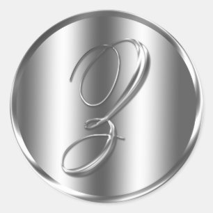 Sticker Rond Monogramme Z Faire-part de mariage couleur argent