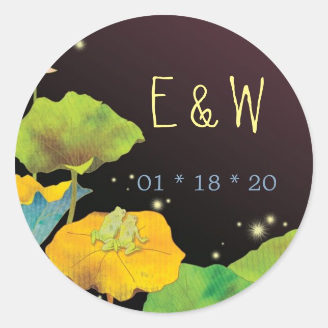 Sticker Rond Monogrammes Mariages de la grenouille nocturne de  (Devant)