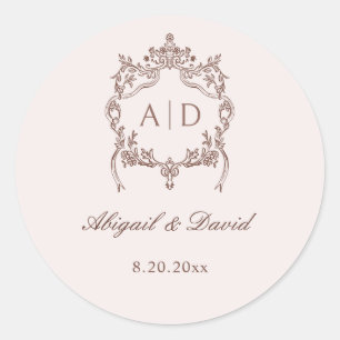 Sticker Rond Monogrammes Mariages Vintages classiques