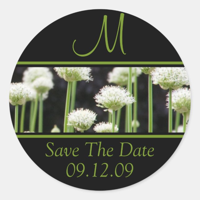 Sticker Rond Monogrammes Pour Les Mariages Économisez Les Stick (Devant)