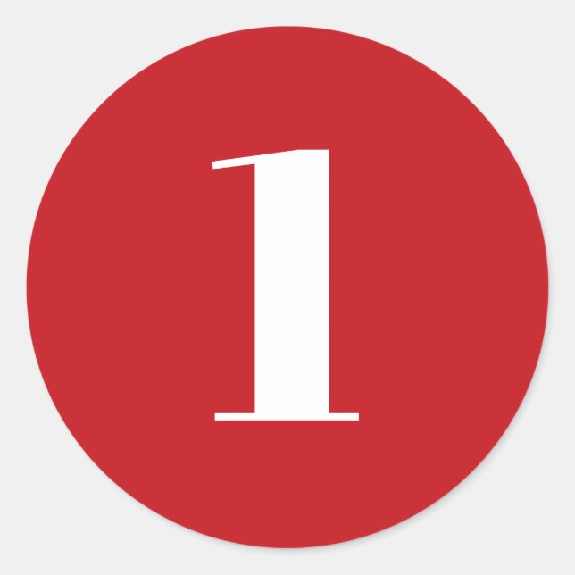 Sticker Rond Monographie d'âge de numéro blanc rouge moderne (Devant)