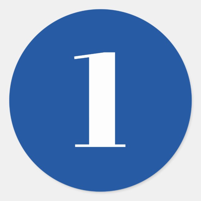 Sticker Rond Monographie d'âge de numéro bleu bleu moderne (Devant)