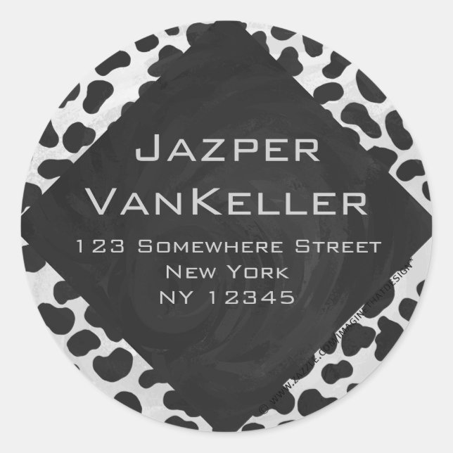 Sticker Rond Monographie dalmate noir et blanc (Devant)