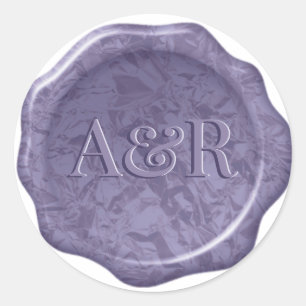 Sticker Rond Monographie du joint de cire métallique violet,