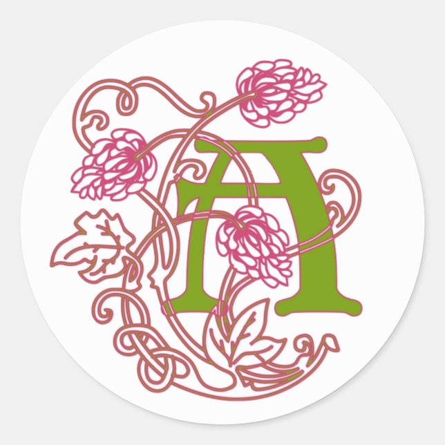 Sticker Rond Monographie florale Art nouveau A (Devant)