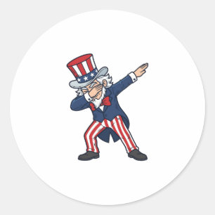 Sticker Rond Monsieur patriotique Dabbing Design vectoriel vint