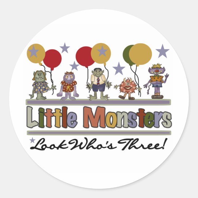 Sticker Rond Monster 3ème anniversaire Tshirts et cadeaux (Devant)