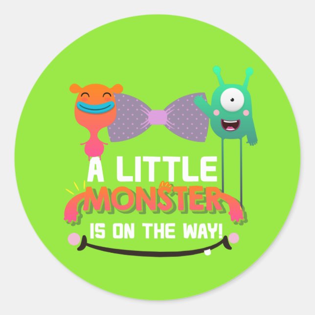 Sticker Rond Monster Baby shower - Ils ont créé un Monster (Devant)