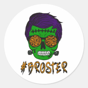Sticker Rond Monster Crâne Broster Frère Halloween Correspondan