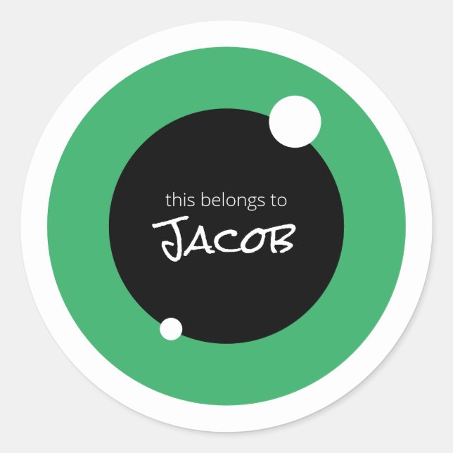 Sticker Rond Monster Eye Nom personnalisé Appareils de l'école (Devant)