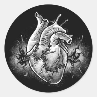 Sticker Rond Monster Heart