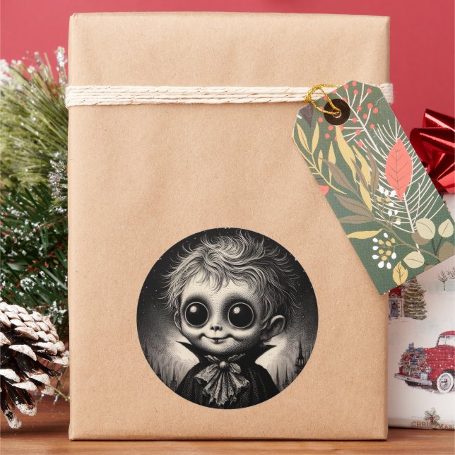 Sticker Rond Monster mignon Éffrayant Horreur illustration anti (vacances)