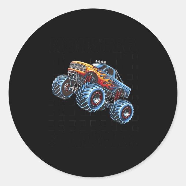 Sticker Rond Monster Truck Mama Maman Monster Truck Are My Jam  (Devant)