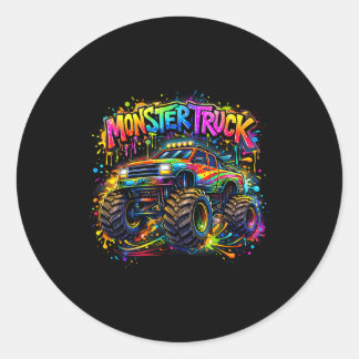 Sticker Rond Monster truck retro colorful graffiti toddlers