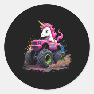 Sticker Rond Monster Truck Unicorn Anniversaire Party Monster T