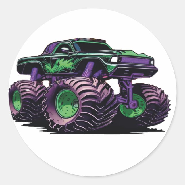 Sticker Rond Monster Trucks Are Jam Kids My Truck Lover  (Devant)