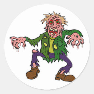 Sticker Rond Monster vert Zombie Halloween