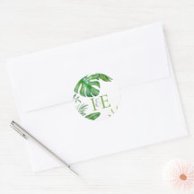 Monstère Tropicale Feuille Vert Aquarelle Mailing