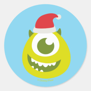 Sticker Rond Monsters Inc.   Mike à Santa Hat