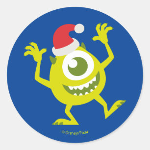 Sticker Rond Monsters Inc.   Mike Santa Claus Danse