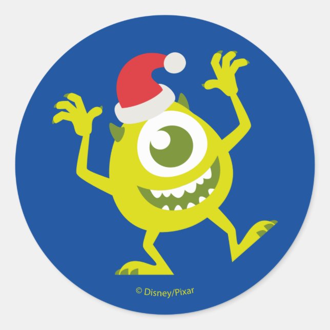 Sticker Rond Monsters Inc. | Mike Santa Claus Danse (Devant)