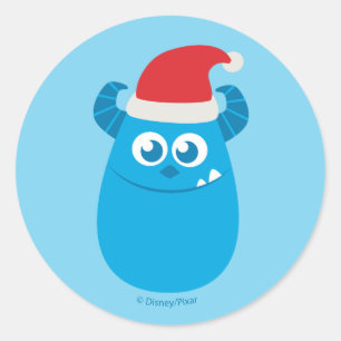 Sticker Rond Monsters Inc.   Sulley Santa Hat Smile