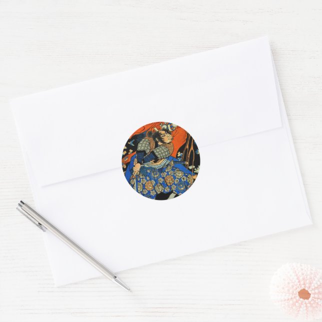 STICKER ROND MONSTRE DE COMBAT SAMURAI (Enveloppe)