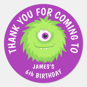 Sticker Rond Monstre de furie mignonne violet