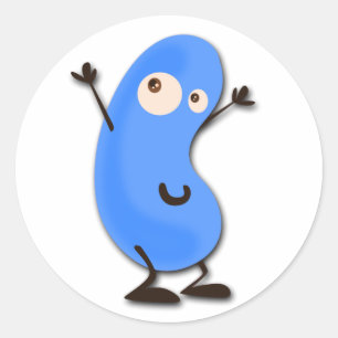 Sticker Rond Monstre de haricot bleu