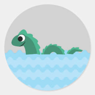 Sticker Rond Monstre de mer mignon