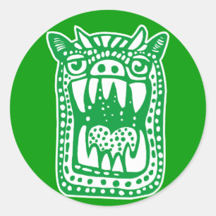 Sticker Rond Monstre d'horreur - Vert