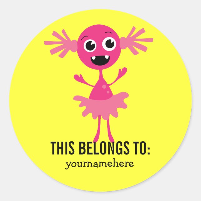 Sticker Rond Monstre Maigre et soyeux CELA APPARTIENT AUX Stick (Devant)