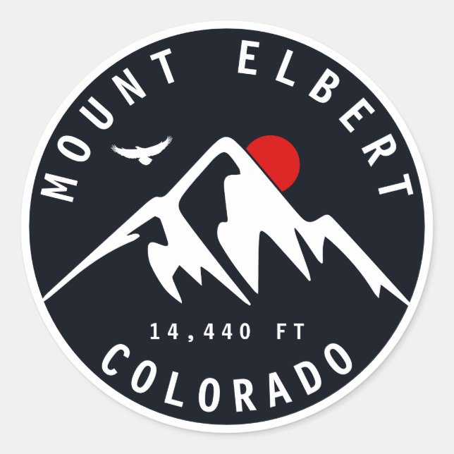 Sticker Rond Mont Elbert - Colorado 14ers fourteener (Devant)