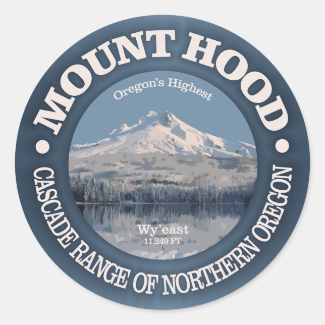 Sticker Rond Mont Hood (hiver) (Devant)