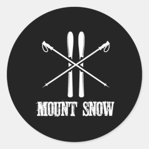 Sticker Rond Mont Snow Ski Skieur Bâtons de Ski Nordique Descen